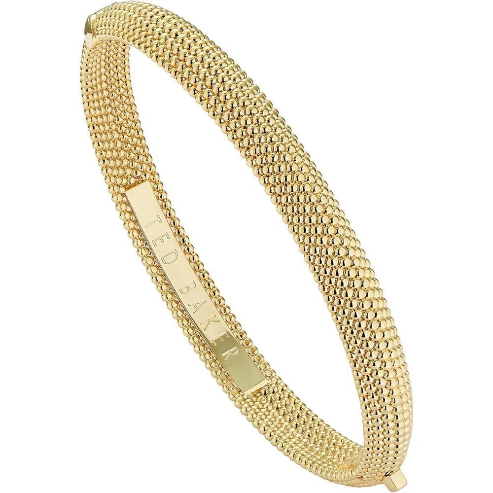 Brass Bangle Bracelet Women Gold Tone Hinge Closure Mesh Chain Jewelry Gift